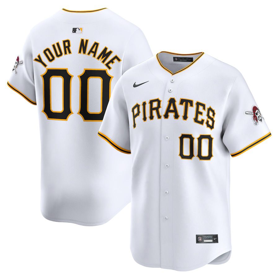 Men Pittsburgh Pirates Nike White Home Limited Custom MLB Jersey->customized mlb jersey->Custom Jersey